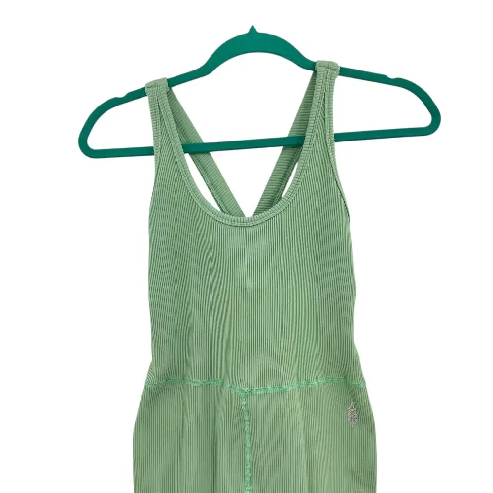 Free People Free Throw Onesie Jumpsuit Ribbed Seamless Green‎ Size Large